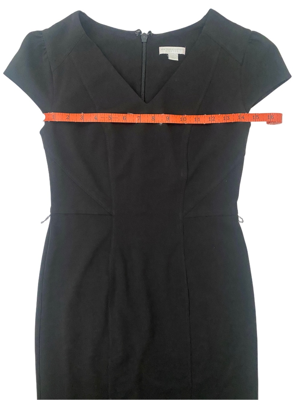 New York & Company Black Cap-Sleeve Sheath Dress with Waist Belt - Picture 6 of 9